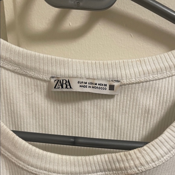 Zara Cream Ribbed Top - Picture 2 of 4
